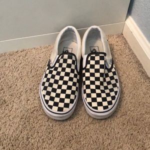 Black/off white Checkered Vans